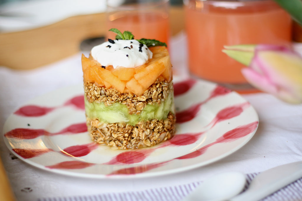 Stacked Granola and Melon